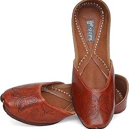 Pure Leather Hand Crafted Bellies| Rajasthani Jutti, Mojari Latest Collection Comfortable Stylish Bellies & Ballerina for Women & Girls Footwear (Size, 7) Brown-image-46