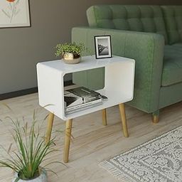 DDS Dream Decor Shoppee Bookcase Nightstand Side End Table Bedroom: Night Stand Bed Side Coffee Table Living Room Bedside Small Spaces Magazine Stand with Storage Engineered Wood (White)-27