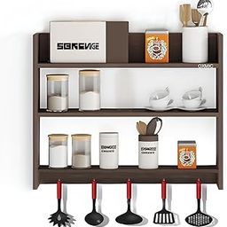 Wooden Kitchen Rack Shelf | 3 Tier Multipurpose Wood Wall Mounted Kitchen Wall Hanging Shelves | Kitchen Storage Spice Rack | Bathroom Organizer Wall Stand-image-78