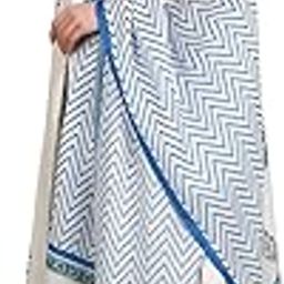 Women's Cotton Blend Collared Neck Block Printed Kurta Pant with Dupatta Set White-image-63