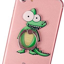 KolorFish Universal Mobile Phone Ring Grip Holder Stand, Funky Animal Ring Phone Grip 360 Degree Rotation with Finger Ring for All Mobile Phone and Tablet (Crocodile)-image-0