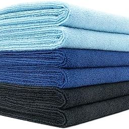 The Rag Company Microfiber Spa and Yoga Towel - Soft and Absorbent Towel for Gym, Spa, Exercise, Hotel, and Resort Use - Dries Fast - 16x27 inches - Light Blue, Royal Blue, Black, 6-Pack-image-44
