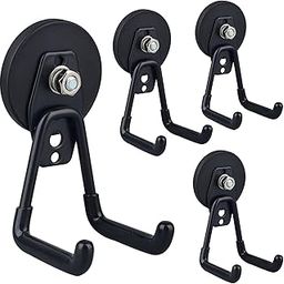 ULIBERMAGNET Heavy Duty Magnetic Garage Hooks,4 Pack Strong Large Magnet Hooks for Power Drill,Garden Tools,Hose,Pegboard,Garage, Workshop,Magnetic Storage Hooks for Indoor Outdoor Hanging(Black)-16