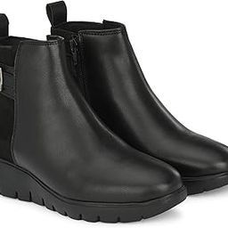 Light - Black Women Vegan Leather, Light Weight Wedge Ankle boots-59780-image-24