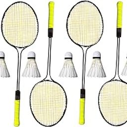 Badminton Set with 4 Rackets, 6 Feather Shuttlecocks and Net-18