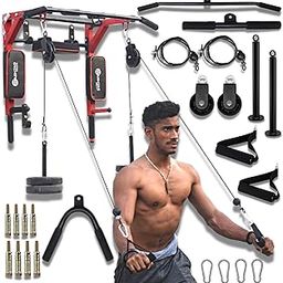 Hashtag FItness gym pulley systems 7in1 wall mount pull up bar for home tricep rope with 360 degree gym pulley Upgraded LAT Pull Down Cable Machine Attachment-image-20