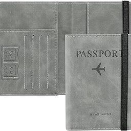Grey Passport Holder Travel Wallet Organiser, Passport Case with PU Leather Travel Document Holder for Men & Women Travel Accessories (Grey)-image-36