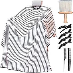 ANGELWORLD Professional Barber Cape with Adjustable Metal Clip Snap Closure Hair Cutting Cape haircut cape Salon Cape Hairdressing Cape 63" x 55" Neck Duster Brush Hair Comb Hair Clips Set-19