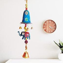 ADITYA IMPEX Handicraft rajasthane Wooden Colored Desing Decorative showpice Wind Chimes for Home Balcony Garden Positive Energy, Decor Hanging Long Bells Ganesh with Elephant (Set of 1 Piece) Blue-image-17