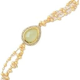 Gold Plated delicate pearl beading Unisex Rakhi Bracelet-21