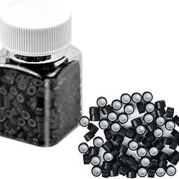D-DIVINE Black Micro Rings for Hair Extension, Aluminum With Silicone Micro Rings Beads Loop For Human Feather (500 PC)-image-99