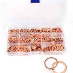 300PCS Flat Round Washers,M5‑M20 Assortment Kit Copper Gasket Sealing Rings with Storage Box-picture-18