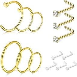 18G Nose Rings Hoop Stainless Steel Nose Rings Studs Flexible Clear Nose Rings Retainer Tragus Cartilage Helix Earrings Nose Septum Piercing Hoop Set 32pcs-image-5