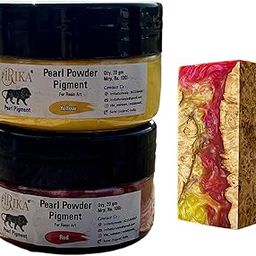IRIKA Pearl Pigments Red + Yellow Mica Pigment Powder for Epoxy Resin, Soap Making, Art & Craft Projects, Non-Toxic, Glowing, Vibrant Colours (20g Each)-image-18