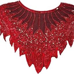 ™ Women Shawl Wrap Sequin Beaded Evening Cape for Bridal Formal Dresses Ladies Red | Womens Accessories-image-18