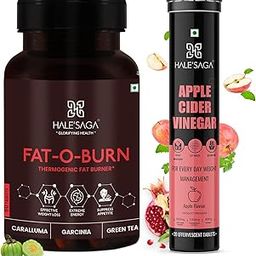 Halesaga Apple Cider Vinegar for Weight Loss + Fat Burner Supplement - 20 ACV Effervescent Tablets, 60 Fat Burner Tablets-image-52