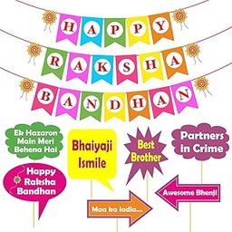 Party Propz Rakhi Decoration Items - Pack of 7 Pcs Rakshabandhan Decoration Items, Happy Rakshabandhan Banner and Props, Rakhi Decorations Item for Wall (Cardstock)-image-34