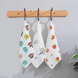 TONY STARK Muslin Cotton Face Towels for Newborn Baby Extra Soft Hankies Reusable Napkins for Infants Toddlers (Small Napkin - 3 Pieces)-picture-7