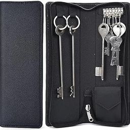 PU Leather Double Key Case key holder leather key pouch key purse with Zipper, 25.5 cm x 8.5 cm x 2.50 cm (Set of 2), Multicolour-30