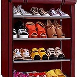 4 Shelves Shoe Cabinet Plastic and Clothes-(Maroon)-image-39