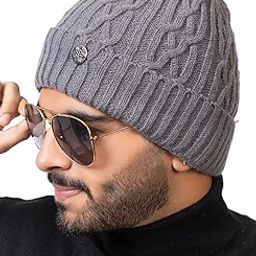 Unisex Warm and Soft Winter Woolen Skull Beanie Cap with Fur Lining (Twist Design)-picture-0