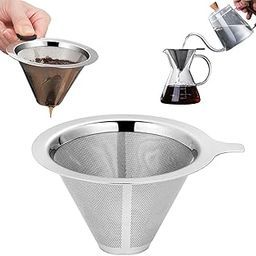1 Piece Coffee Filter Steel, Pour Over Coffee Dripper with Stainless Steel Mesh, Reusable Filter for Drip Coffee Maker, Keeping Natural Coffee Flavor, Easy to Clean-image-18