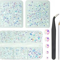 qiipii 3 Boxes 5070PCS White AB Resin Flatback Rhinestones AB Flatback Jelly Resin Rhinestones 2mm 3mm 4mm 5mm 6mm Non Hotfix Gems Stones for Nails Face Eyes Makeup Tumblers Mugs Bottles DIY Crafts-23