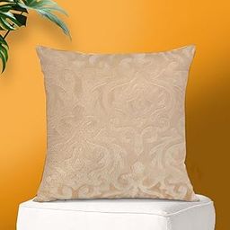 IVAZA Microfiber Square Pillow Cushion for Sofa & Bed | Soft, Fluffy for Comfort & Back Support | Breathable, Washable | Premium Velvet Outer Cover with Zip Set of 1 (12" x 12") Beige-18