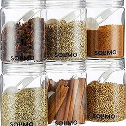 Amazon Brand - Solimo Plastic Storage Jar & Containers Set With Spoon | Air Tight & BPA Free | Kitchen Container Set | Multipurpose Jar | 500 ML Set 6 (Transparent)-23