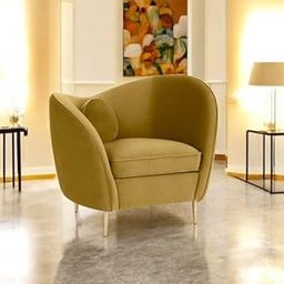 DESIGNER LIBRARY-Wooden Arm Chair for Living Room | Accent Chair with Armrests | Lounge Chairs for Living Room with Cushion Back in High Density Foam for Home Décor Furniture (Lite Green)-28