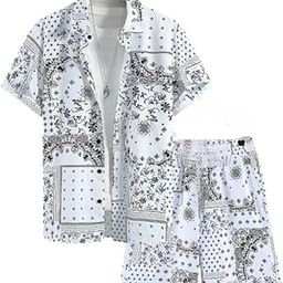 Classic Cuts Men's Printed Lycra Co-Ord Set | Shirt and Shorts Night Suit | Summer Lounge Wear | Beach Outfit | Night Dress | Pyjama Set | Half Sleeves-image-39