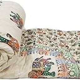 SAMRADHI Traditional Famous Jaipuri Beautiful Floral Print in Multi Colour Jaipuri Rajai/Razai/Quilt Single/Single Bed Quilt/Comforter/AC Quilt/AC Comforter-19