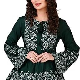 Floral Embroidered Bell Sleeve Top, Burgundy, Indian Craft-image-1