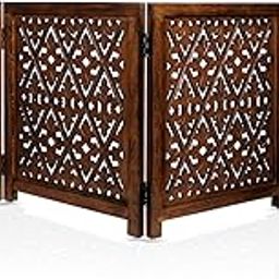 ARJORA Wooden Foldable 2 FT Wall Panel, Room Divider, 4 Partition Panel, Safety Pet Fence Gate Partition, Screen Best for Contemporary Bedroom, Home Office, Studio, Dorm, Apartment (Fleurdilis)-image-9