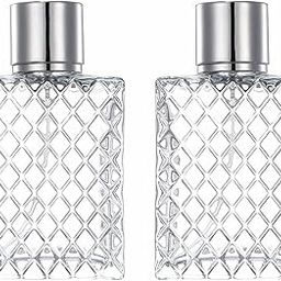 Hunky Dory 2pcs 100ml Empty Clear Glass Delicated Perfume Decant Spray Bottles with Metally Pump and Royal Cap For DIY Perfume, Essential Oils, Rose Water, Travel Use-17