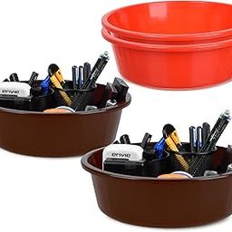 Homestic Pack of 4 Desk Organizer | Stationery Organizer | Multipurpose Storage Organizer | Office Supplies for Pen-Pencil-Staplers | Desktop Organizer | 6 LTR | Red & Brown-image-81