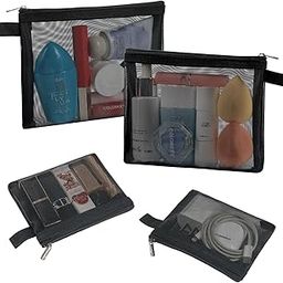 MTROYALDIA 4 Pieces 2 Size Mesh Makeup Pouch Small Zipper Cosmetic Bags for Women Fashion Lipstick Pouches for Women, Nylon Mini Cash Toiletry Organizer Bag for Daily Accessories-image-58