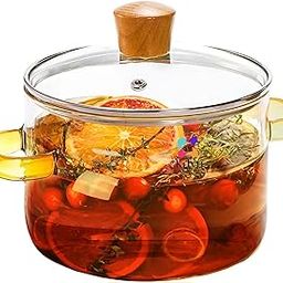 KELVEE 1.6L Glass Pot for Gas Stove Top Cooking, Heat Resistant Glass Boiling Saucepan with Lid for Pasta, Noodle, Soup, Milk, Simmer Pot Utensils for Kitchen Cookware Set Home (Solid - 1.6 L)-image-116