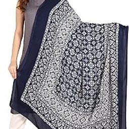 Women's Ajrakh Print Staple Cotton Dupatta (Blue)-picture-43