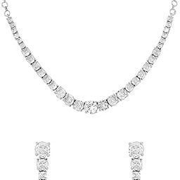 Jewellery Set for Women and Girls Traditional American Diamond Jewellery Set | Rhodium Plated AD Necklace Set for Women | Birthday Gift for girls and women Anniversary Gift for Wife-image-53