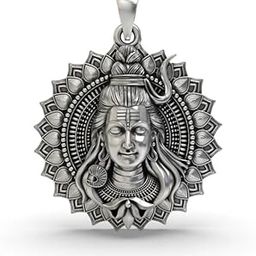 Lord Shiv Bholenath Face Locket With Chain And Steel Pendant Necklace For Men And women-image-18