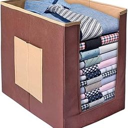 PrettyKrafts 1 Pc Non Woven Shirt Stacker/Cloth Organizer for Storage/Closet & Wardrobe Organizer for Storage/Foldable Shirt Organizer Cloth Storage Box (Beige & Brown, 25x38x40 cm)-image-62