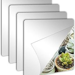 EHKO 4 Pack Self Adhesive Acrylic Mirror, 8 x 8 Inch Mirror Tiles,Flexible Plastic Mirror Sheets Wall Stickers,2MM Thick-11