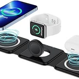 3 in 1 Magnetic Foldable MagSafe Wireless Charger for iPhone 16 to 12 Series | Compatible with AirPods 2/3/Pro | Compatible with only Apple Watch Series | 23W Charging | Wireless Charger - Matte Black-24