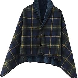 ARTISOUL® Poncho Blanket Cozy for Women Wearable Blanket for Home Bed Gift for Grandma Blue 100X140Cm | Bedding | Blankets & Throws-image-11