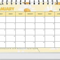 ESCAPER 2025 Desk Calendar with 2025 Planner - A5 Size (8.5 x 5.75 inch), 12-Month Table Calendar 2025 with Large Note Boxes, New Year Calendar 2025, Ideal for Home & Office Use (Yellow Floral, 1 Qty)-9