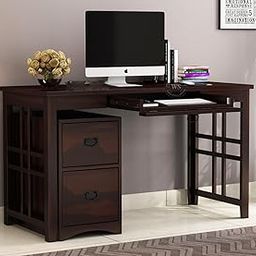 AMBICA WOODMART Wooden Study Table for Adults| Work from Home Computer/Laptop Writing Desk with Drawer & Shelf Storage| Solid Wood Sheesham, (Office Desk 6)-17