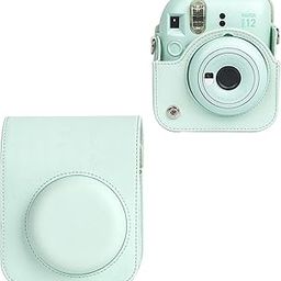 PU Leather Camera Case for Mini 12 – Rainproof, Soft, and Stylish in Mint Green with Adjustable Shoulder Strap-72