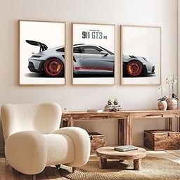 Gamya Big Porsche Cars Framed Posters For Wall Decoration, Bedroom, Living Room, Gift Item For Boys | Set of 3 (13x19 Inches) (GT3 rs Split)-image-8