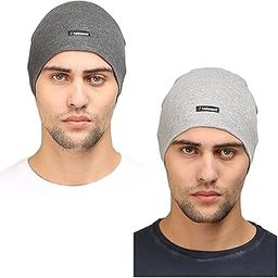FabSeasons Men Cotton Skull Cap,Ideal For All Summer & Winters. Can Be Used Under Helmet. Combo Pack Of 2 (Gray,Darkgray)-picture-19